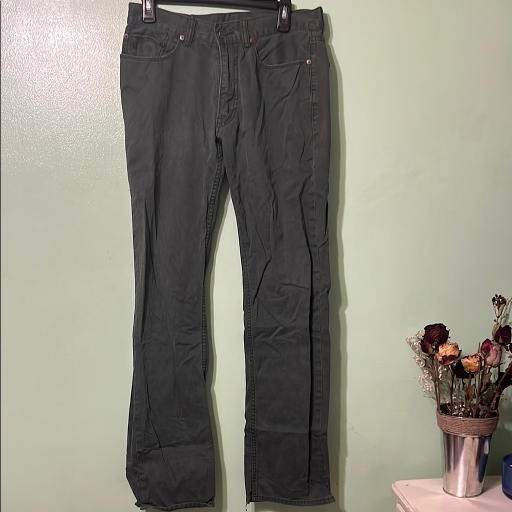 Dark Green Straight-Leg Jeans